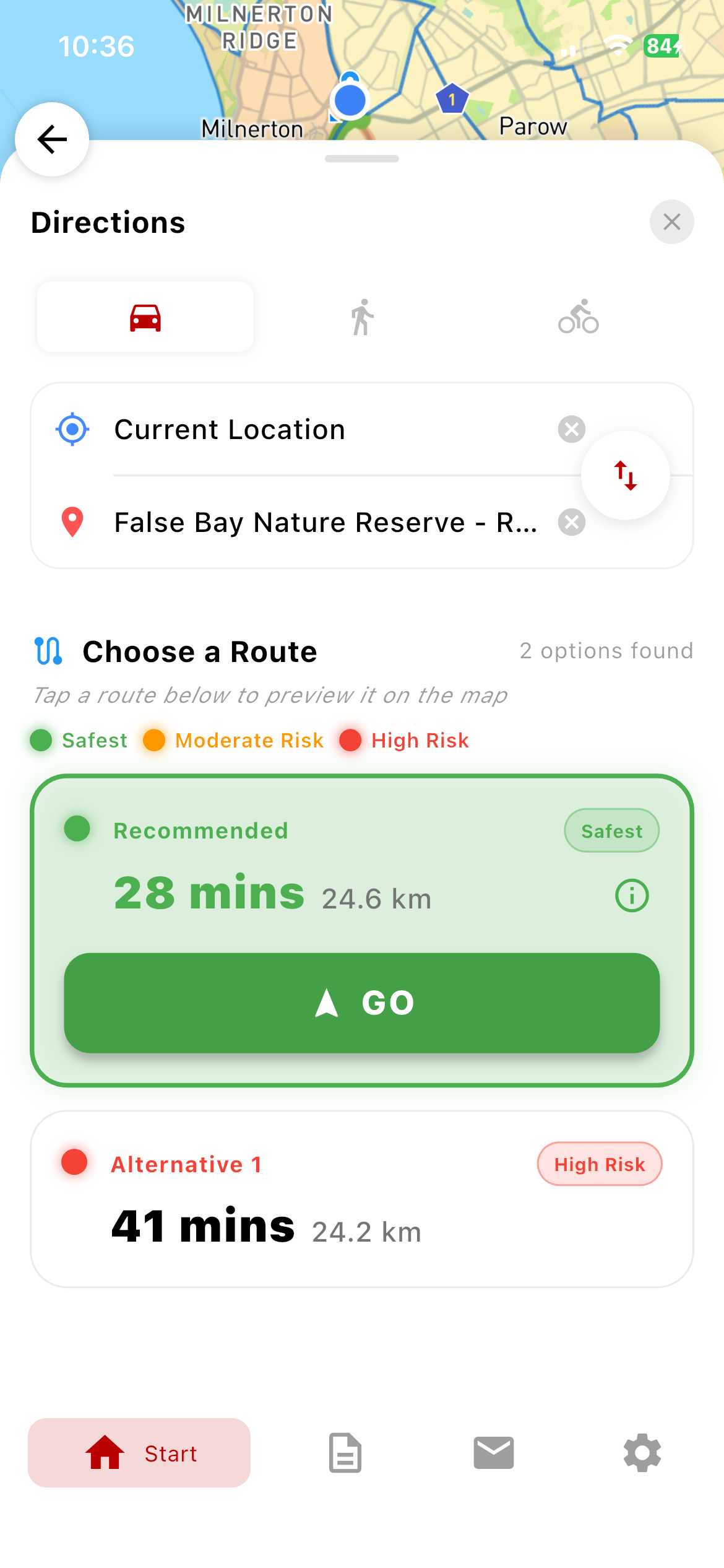 Alternative Safe Routes